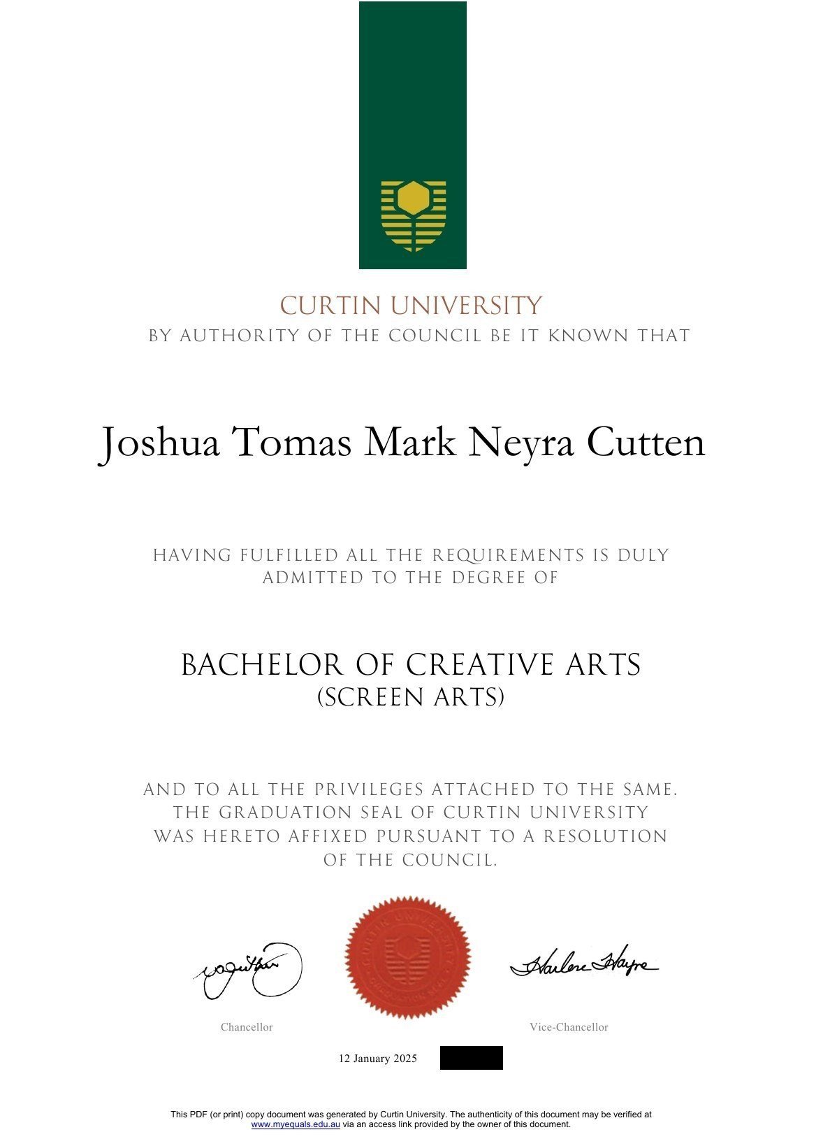 Bachelor of Creative Arts degree