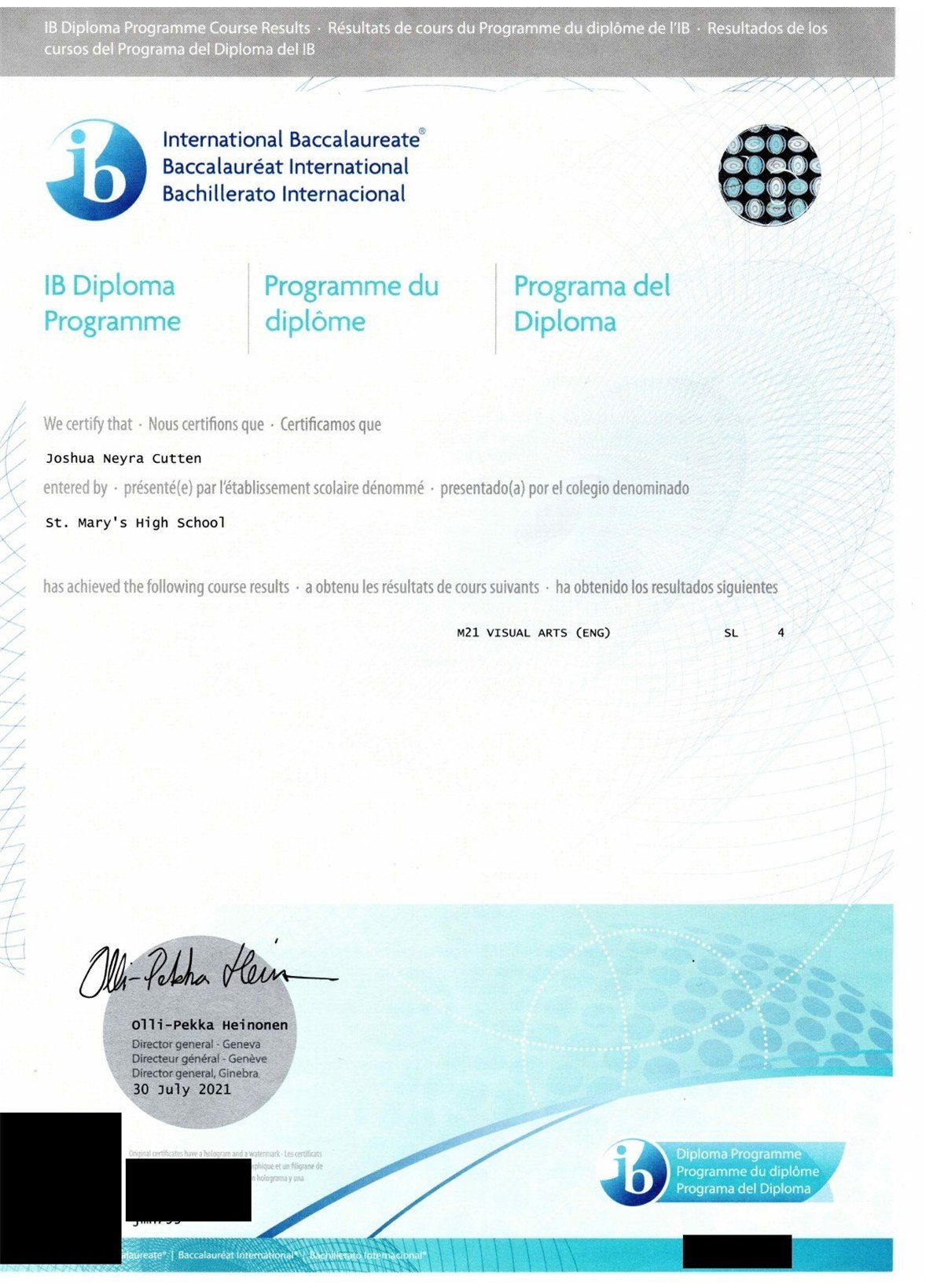 International Baccalaureate diploma